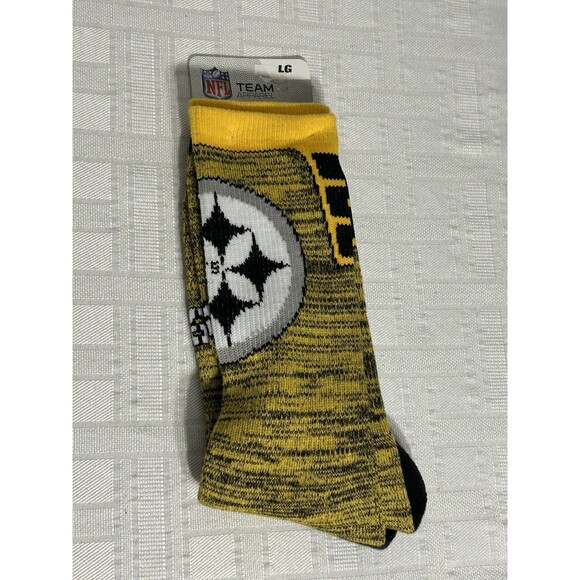 NEW! NFL TEAM APPAREL PITTSBURGH STEELERS BLACK GOLD ADULT LARGE Men Logo SOCKS - Picture 1 of 8